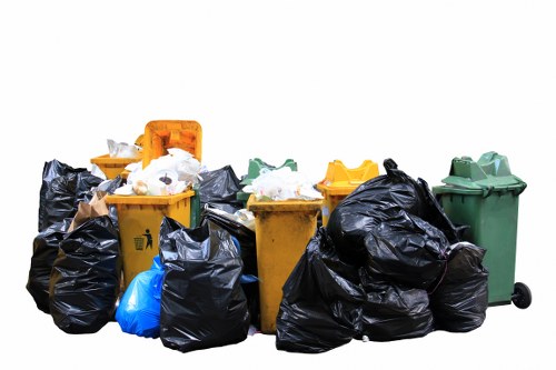 Various types of waste including recyclables and hazardous materials