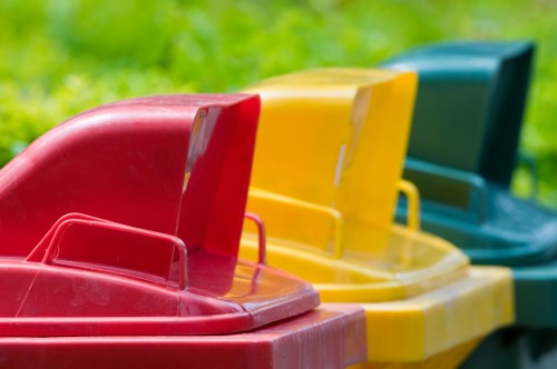 Workers sorting hazardous and non-hazardous waste materials